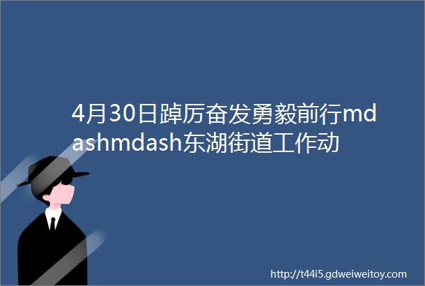 4月30日踔厉奋发勇毅前行mdashmdash东湖街道工作动态